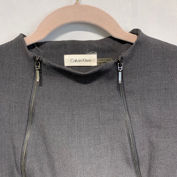 Calvin Klein Gray Zipper Sleeveless Sheath Dress - Picture 4 of 6